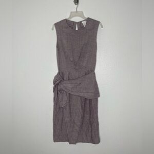 Ajaie Alaie Leone Sleeveless Faux Wrap Striped Purple Cotton Dress Size Medium